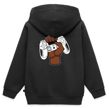 Contrôleur de jeu - Sweat Premium à capuche zippé enfant bio - noir - Dos - AI Model Kid Male (0cm)