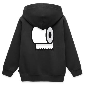 Papier toilette papier toilette rouleau papier toilette - Sweat Premium à capuche zippé enfant bio - noir - Dos - AI Model Kid Male (0cm)
