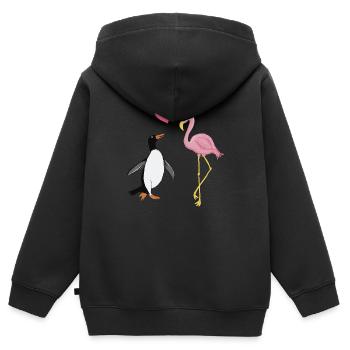 Penguin and Flamingo BFFs - Kids Premium Organic Zip-up Hoodie - black - Back - AI Model Kid Male (0cm)
