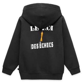 roi des échecs - Sweat Premium à capuche zippé enfant bio - noir - Dos - AI Model Kid Male (0cm)