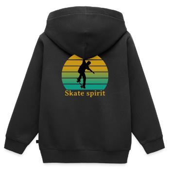 Skate Spirit - Kinder Premium Organic Zip Hoodie - Schwarz - Hinten - AI Model Kid Male (0cm)