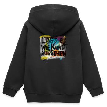 art - Sweat Premium à capuche zippé enfant bio - noir - Dos - AI Model Kid Male (0cm)