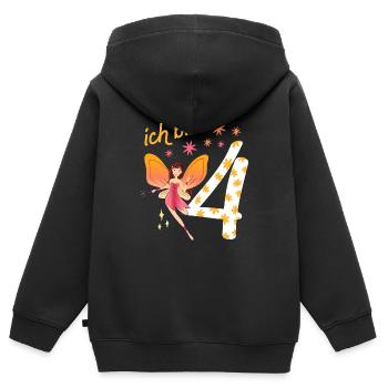 Kleine Fee 4 Jahre alt 4. Geburtstag Mädchen - Kinder Premium Organic Zip Hoodie - Schwarz - Hinten - AI Model Kid Male (0cm)
