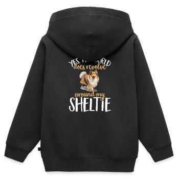 Shetland Sheepdog Dog Sheltie - Kinder Premium Organic Zip Hoodie - Schwarz - Hinten - AI Model Kid Male (0cm)