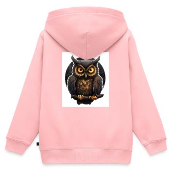 Eule - Kinder Premium Organic Zip Hoodie - Rosa - Hinten - AI Model Kid Female (0cm)