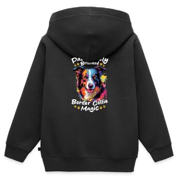 Border Collie Dog Pawsitively Brilliant - Kinder Premium Organic Zip Hoodie - Schwarz - Hinten - AI Model Kid Male (0cm)
