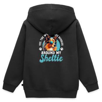 Shetland Sheepdog Dog Sheltie - Kinder Premium Organic Zip Hoodie - Schwarz - Hinten - AI Model Kid Male (0cm)