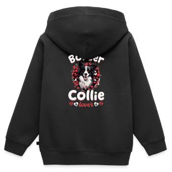 Border Collie Dog - Border Collie Lover - Kids Premium Organic Zip-up Hoodie - black - Back - AI Model Kid Male (0cm)