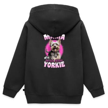 Yorkshire Terrier Chien Maman d’un Pourri Gâté - Sweat Premium à capuche zippé enfant bio - noir - Dos - AI Model Kid Male (0cm)