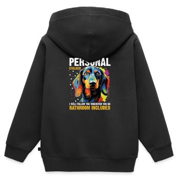 Dachshund wiener sausage dog Personal stalker - Kinder Premium Organic Zip Hoodie - Schwarz - Hinten - AI Model Kid Male (0cm)