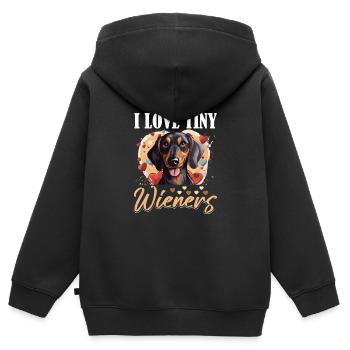 Dachshund sausage dog I Love tiny Wieners - Kids Premium Organic Zip-up Hoodie - black - Back - AI Model Kid Male (0cm)