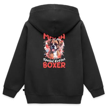 Boxer chien de race animal de compagnie maman d’un boxer pourri gâté - Sweat Premium à capuche zippé enfant bio - noir - Dos - AI Model Kid Male (0cm)