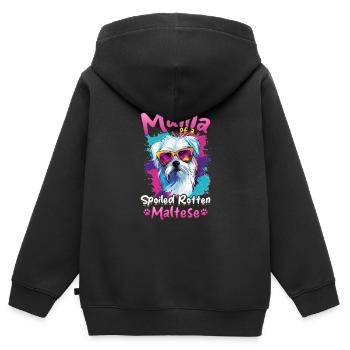 Chien maltais de race de chien de compagnie maman d’un pourri gâté - Sweat Premium à capuche zippé enfant bio - noir - Dos - AI Model Kid Male (0cm)