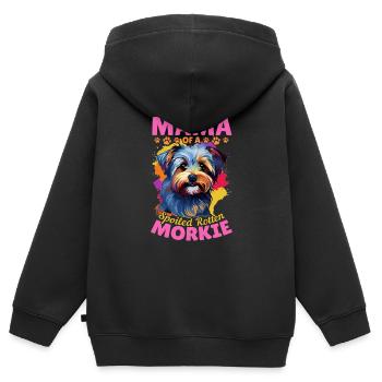 Morkie chien de race animal de compagnie maman d’un pourri gâté - Sweat Premium à capuche zippé enfant bio - noir - Dos - AI Model Kid Male (0cm)