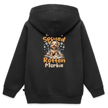 Morkie chien race animal de compagnie propriété d’un pourri gâté - Sweat Premium à capuche zippé enfant bio - noir - Dos - AI Model Kid Male (0cm)