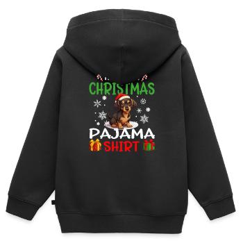 Dachshund Wiener Doxie Dog Christmas Pajama - Kids Premium Organic Zip-up Hoodie - black - Back - AI Model Kid Male (0cm)