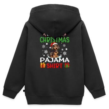 Dachshund Wiener Doxie Dog Christmas Pajama - Kids Premium Organic Zip-up Hoodie - black - Back - AI Model Kid Male (0cm)