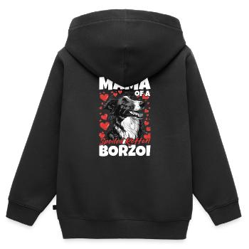 Barzoï race de chien Maman d’un barzoï pourri gâté - Sweat Premium à capuche zippé enfant bio - noir - Dos - AI Model Kid Male (0cm)