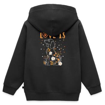 Dachshund Doxie Wiener Dog Breed Love Is - Kids Premium Organic Zip-up Hoodie - black - Back - AI Model Kid Male (0cm)