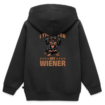 Dachshund Doxie Wiener Dog Breed - Kids Premium Organic Zip-up Hoodie - black - Back - AI Model Kid Male (0cm)