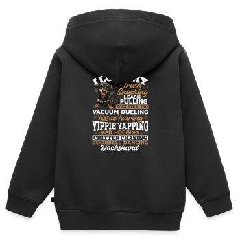 Dachshund Doxie Wiener Dog Breed - Kids Premium Organic Zip-up Hoodie - black - Back - AI Model Kid Male (0cm)