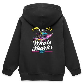 Funny Whale Shark Animal I Just Really Like Whale - Kinder Premium Organic Zip Hoodie - Schwarz - Hinten - AI Model Kid Male (0cm)