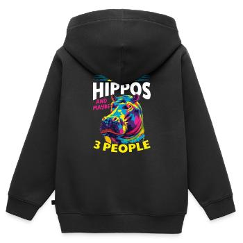 Hippo Hippopotamus Animal I Like Hippos - Kinder Premium Organic Zip Hoodie - Schwarz - Hinten - AI Model Kid Male (0cm)