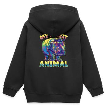 Funny Hippo Hippopotamus Animal my spirit animal - Kinder Premium Organic Zip Hoodie - Schwarz - Hinten - AI Model Kid Male (0cm)