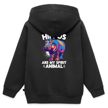 Hippo Hippopotamus Animal Hippos are my spirit - Kinder Premium Organic Zip Hoodie - Schwarz - Hinten - AI Model Kid Male (0cm)