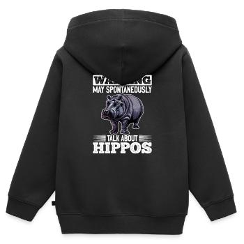 Funny Hippo Hippopotamus Animal Warning - Kinder Premium Organic Zip Hoodie - Schwarz - Hinten - AI Model Kid Male (0cm)