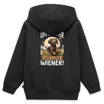 Funny Dachshund Doxie Wiener - Kids Premium Organic Zip-up Hoodie - black - Back - AI Model Kid Male (0cm)