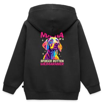 Chien braque de Weimar Maman d’un braque de Weimar pourri gâté - Sweat Premium à capuche zippé enfant bio - noir - Dos - AI Model Kid Male (0cm)