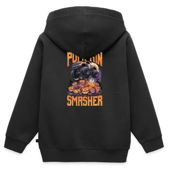 Monster Truck Halloween Pumpkin smasher - Sweat Premium à capuche zippé enfant bio - noir - Dos - AI Model Kid Male (0cm)