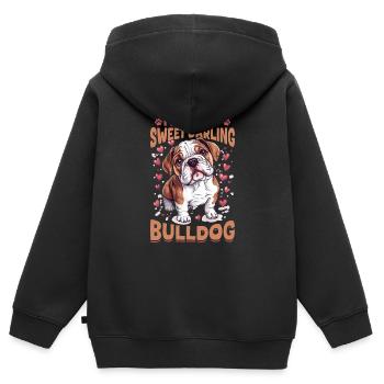 Bouledogue anglais Race de chien I Love My Sweet - Sweat Premium à capuche zippé enfant bio - noir - Dos - AI Model Kid Male (0cm)