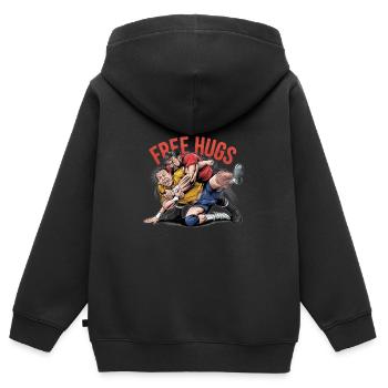 Lutteur - Câlins gratuits - Sweat Premium à capuche zippé enfant bio - noir - Dos - AI Model Kid Male (0cm)