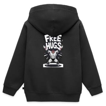 Lutteur - Câlins gratuits - Sweat Premium à capuche zippé enfant bio - noir - Dos - AI Model Kid Male (0cm)