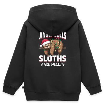 Sloth Christmas Animal Jingle bells sloths as well - Kinder Premium Organic Zip Hoodie - Schwarz - Hinten - AI Model Kid Male (0cm)