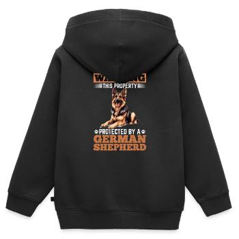 German Shepherd Dog Breed Warning This Property - Kids Premium Organic Zip-up Hoodie - black - Back - AI Model Kid Male (0cm)