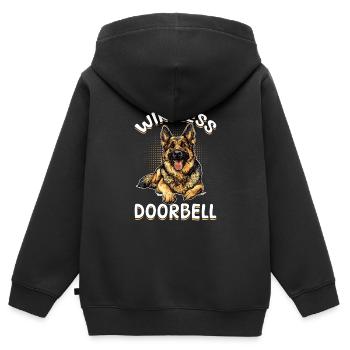 German Shepherd Dog Breed Wireless Doorbell - Kinder Premium Organic Zip Hoodie - Schwarz - Hinten - AI Model Kid Male (0cm)