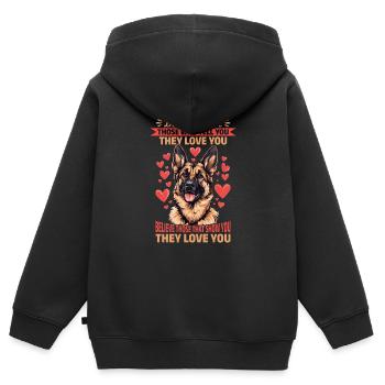 German Shepherd Dog Breed Don ́t believe - Kids Premium Organic Zip-up Hoodie - black - Back - AI Model Kid Male (0cm)