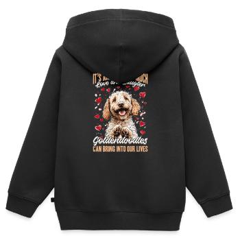Propriétaire de chien Goldendoodle - Sweat Premium à capuche zippé enfant bio - noir - Dos - AI Model Kid Male (0cm)