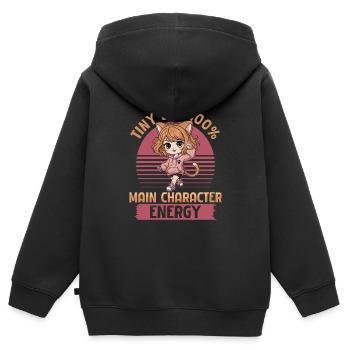 Anime Chibi Kawaii - Sweat Premium à capuche zippé enfant bio - noir - Dos - AI Model Kid Male (0cm)