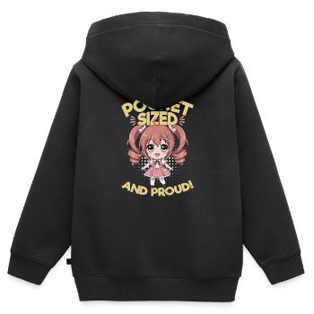 Anime Chibi Kawaii - Sweat Premium à capuche zippé enfant bio - noir - Dos - AI Model Kid Male (0cm)