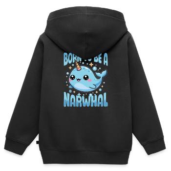 Narwhal Chibi Kawaii - Kinder Premium Organic Zip Hoodie - Schwarz - Hinten - AI Model Kid Male (0cm)