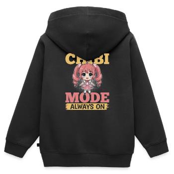 Anime Chibi Kawaii - Sweat Premium à capuche zippé enfant bio - noir - Dos - AI Model Kid Male (0cm)
