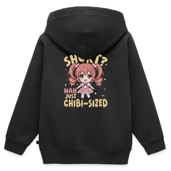 Anime Chibi Kawaii - Sweat Premium à capuche zippé enfant bio - noir - Dos - AI Model Kid Male (0cm)