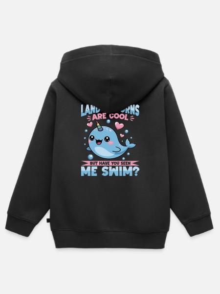 Narwhal Chibi Kawaii - Kinder Premium Organic Zip Hoodie - Schwarz