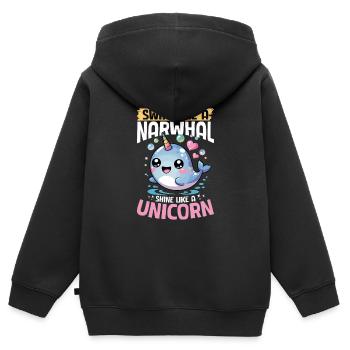 Narwhal Chibi Kawaii - Kinder Premium Organic Zip Hoodie - Schwarz - Hinten - AI Model Kid Male (0cm)