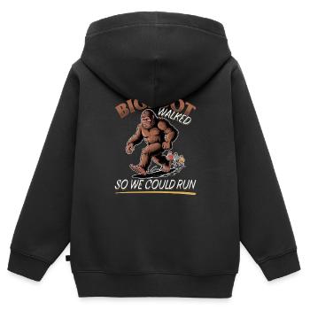 Bigfoot Sasquatch - Sweat Premium à capuche zippé enfant bio - noir - Dos - AI Model Kid Male (0cm)