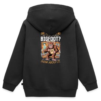 Bigfoot Sasquatch - Sweat Premium à capuche zippé enfant bio - noir - Dos - AI Model Kid Male (0cm)